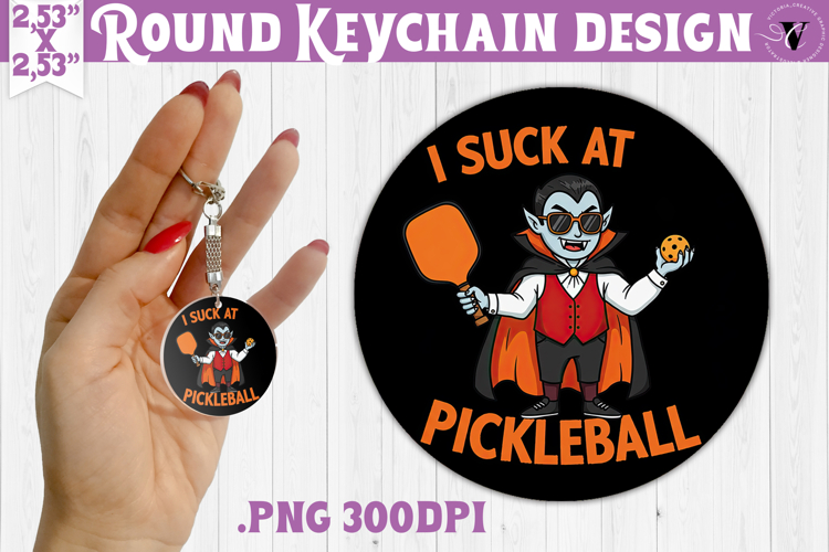 Round keychain | Pickleball | Halloween