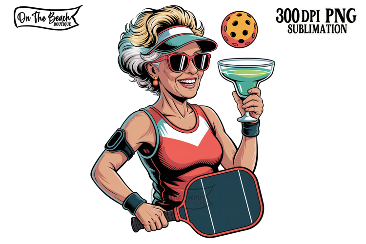 Pickleball Female PNG Margarita PNG Elderly Woman Cocktail