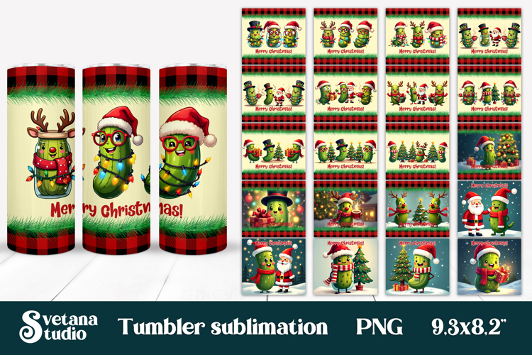 Christmas tumbler PNG | Christmas pickle tumbler sublimation