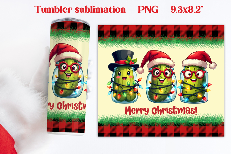 Christmas tumbler PNG | Christmas pickle tumbler sublimation