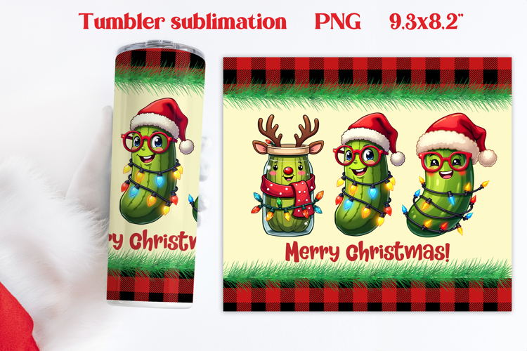 Christmas tumbler PNG | Christmas pickle tumbler sublimation