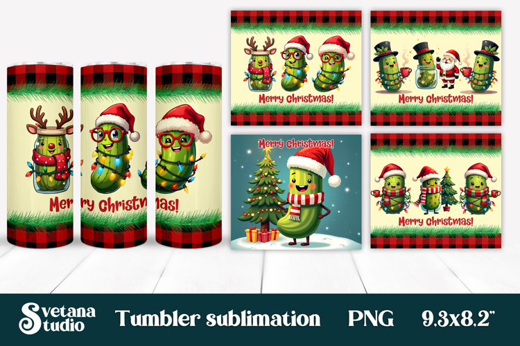 Christmas tumbler PNG | Christmas pickle tumbler sublimation