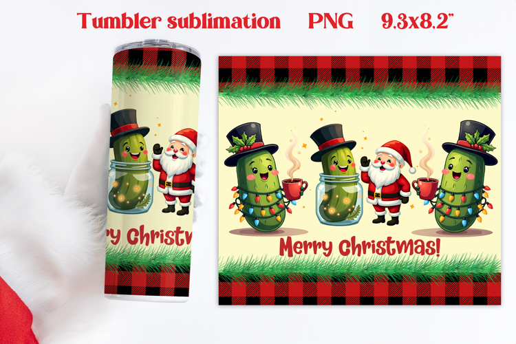 Christmas tumbler PNG | Christmas pickle tumbler sublimation