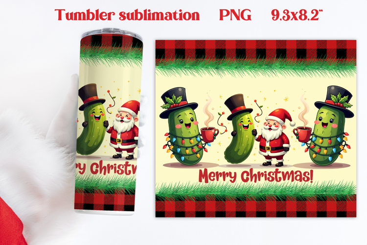Christmas tumbler PNG | Christmas pickle tumbler sublimation