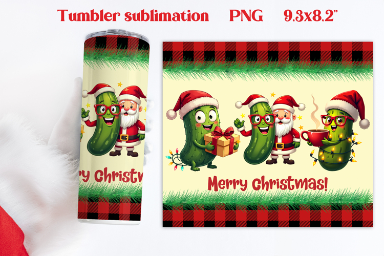 Christmas tumbler PNG | Christmas pickle tumbler sublimation
