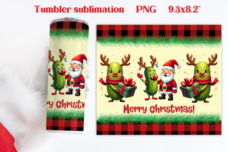 Christmas tumbler PNG | Christmas pickle tumbler sublimation