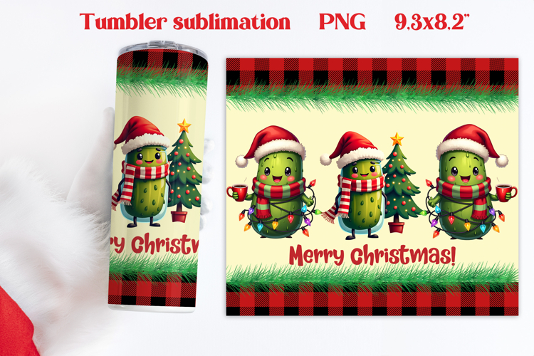 Christmas tumbler PNG | Christmas pickle tumbler sublimation