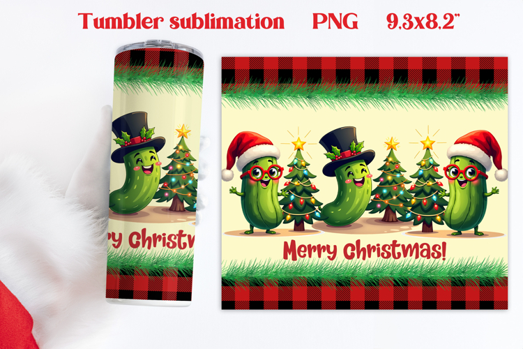 Christmas tumbler PNG | Christmas pickle tumbler sublimation