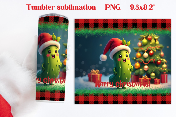 Christmas tumbler PNG | Christmas pickle tumbler sublimation