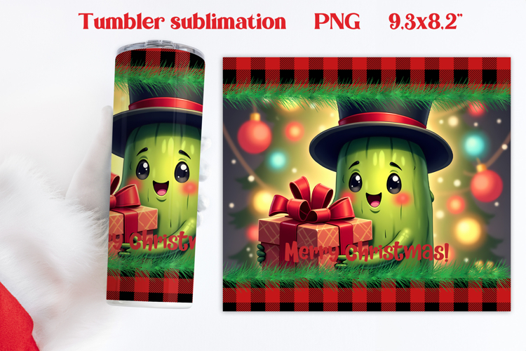 Christmas tumbler PNG | Christmas pickle tumbler sublimation