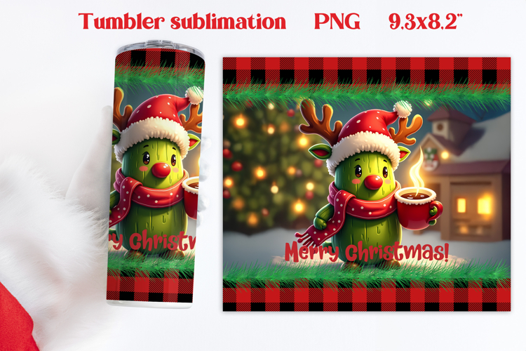 Christmas tumbler PNG | Christmas pickle tumbler sublimation