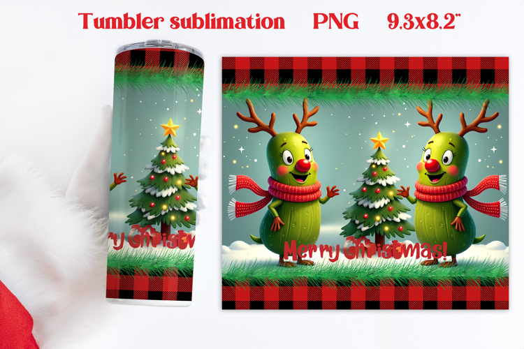 Christmas tumbler PNG | Christmas pickle tumbler sublimation