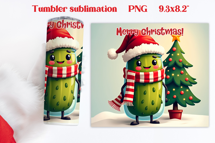 Christmas tumbler PNG | Christmas pickle tumbler sublimation