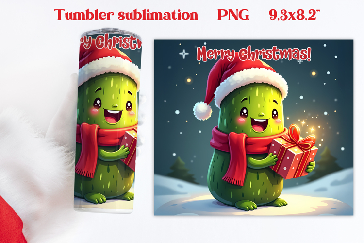 Christmas tumbler PNG | Christmas pickle tumbler sublimation
