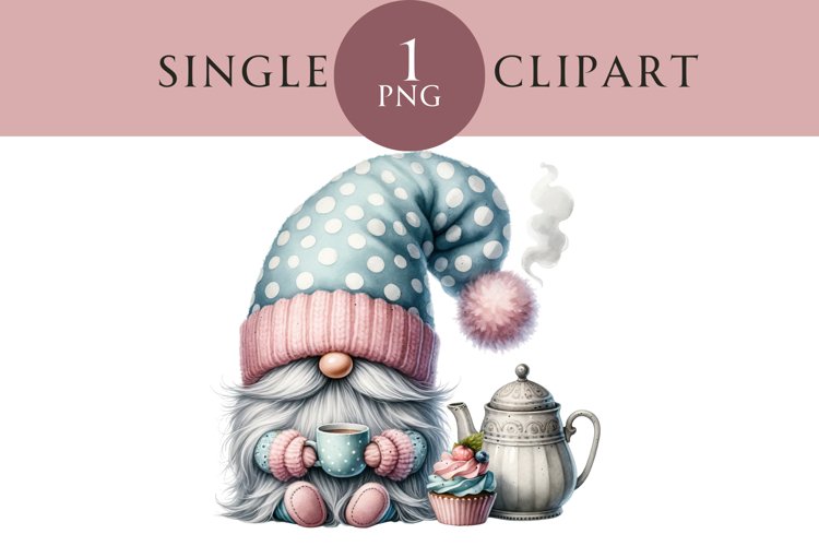 Afternoon Tea Gnome Clipart PNG Single Image