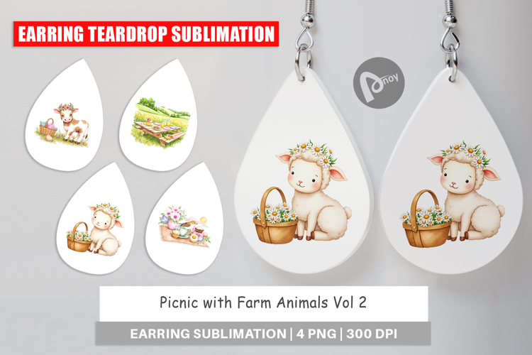 Earring Picnic with Farm Animal