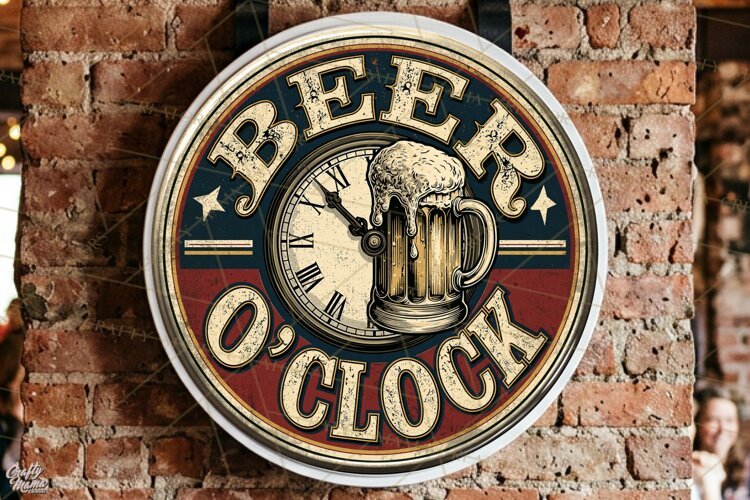 Beer O Clock | Funny Beer Quotes Round Signs Png example image 1