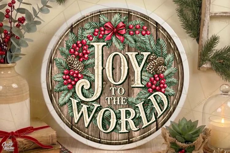 Joy To The World | Vintage Christmas Door Sign PNG