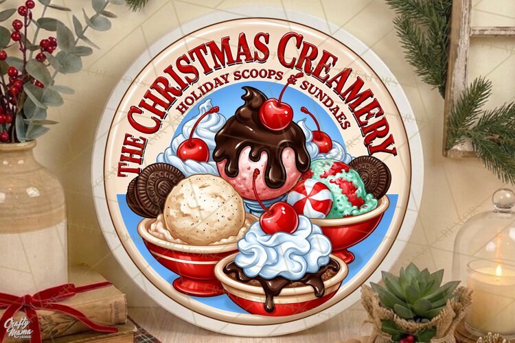 Christmas Creamery | Christmas Door Sign PNG example image 1