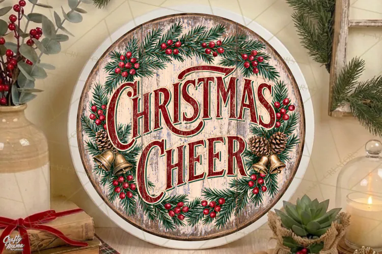 Christmas Cheer | Vintage Christmas Door Sign PNG