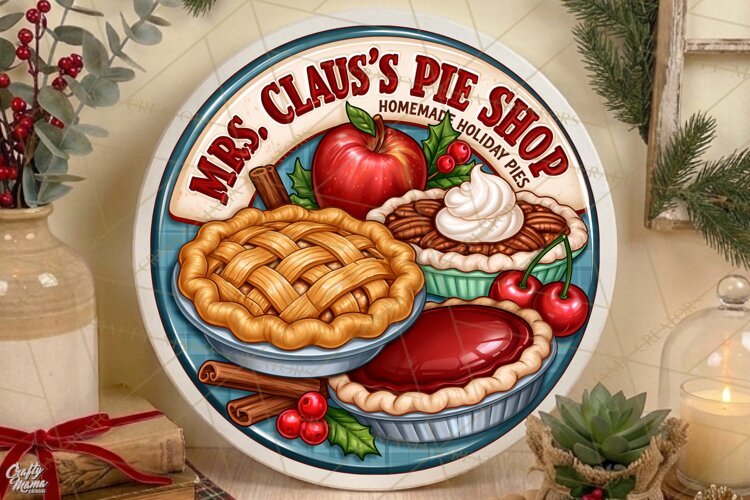 Mrs. Claus Pie Shop | Christmas Door Sign PNG example image 1