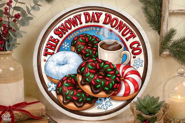 Snowy Day Donuts | Christmas Door Sign PNG