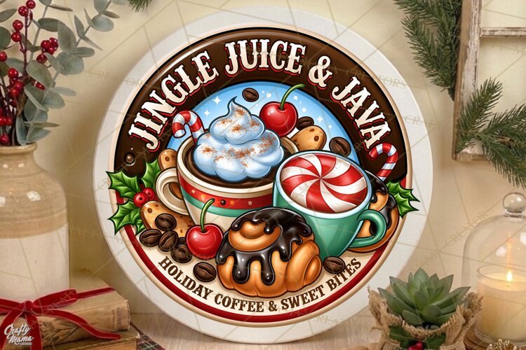 Jingle Juice and Java | Christmas Door Sign PNG example image 1