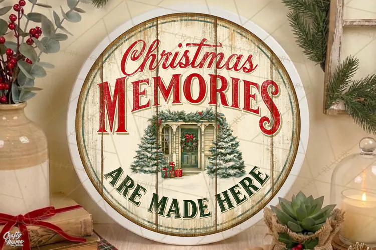 Christmas Memories | Vintage Christmas Door Sign PNG