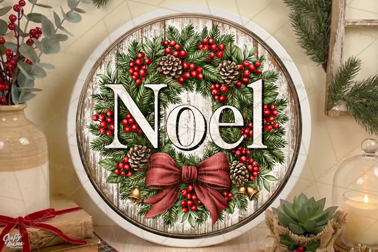 Noel | Vintage Christmas Door Sign PNG