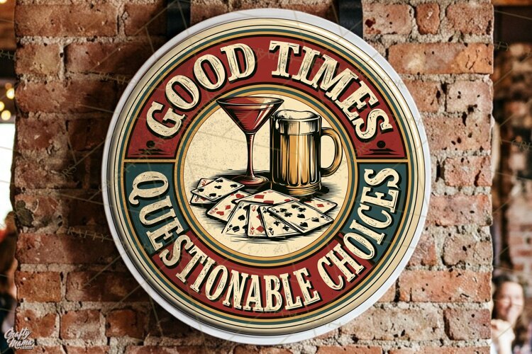 Questionable Choices | Funny Beer Quotes Round Signs Png example image 1