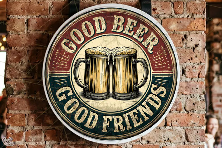 Good Beer Good Friends | Funny Beer Quotes Round Signs Png