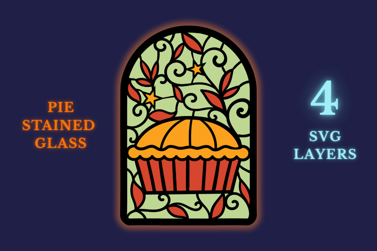 Pie SVG Stained Glass | 4Laser Cut layers