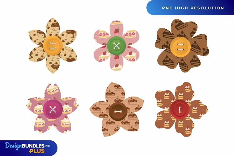 Vintage Piece of Cake Pattern Buttons