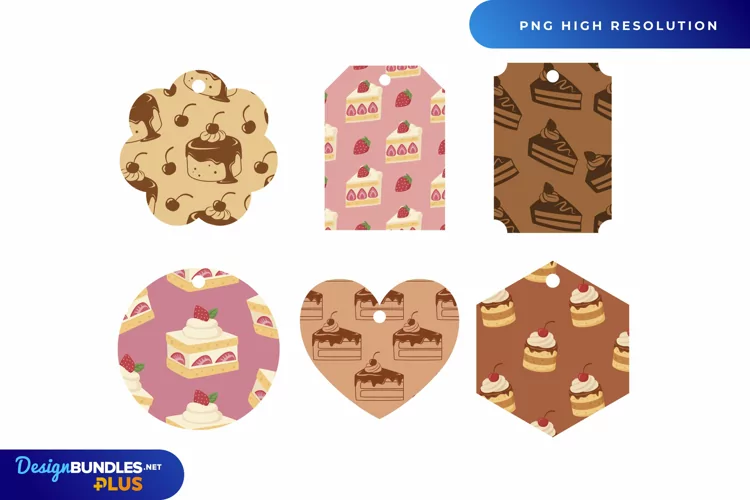 Vintage Piece of Cake Seamless Pattern Tags