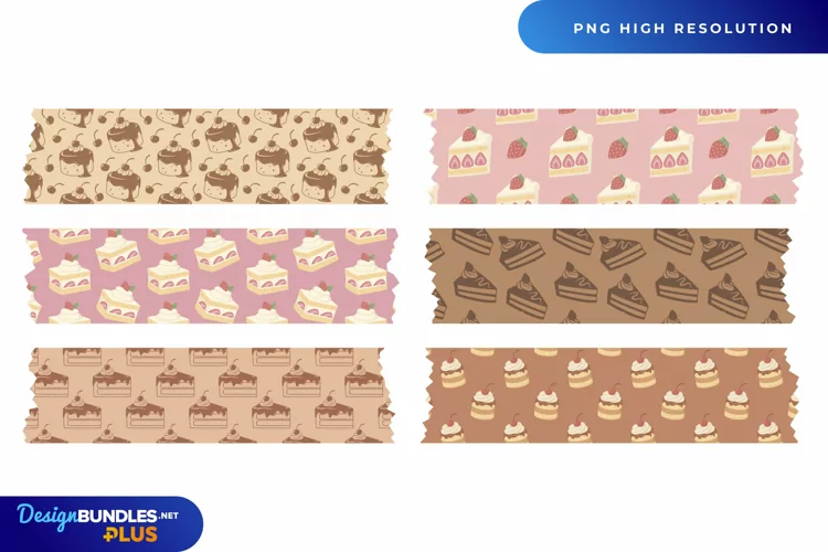 Vintage Piece of Cake Seamless Pattern Tapes