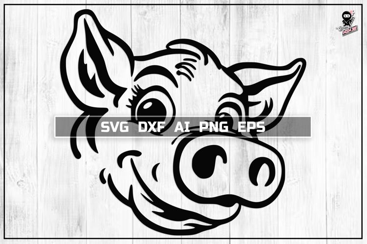 Pig SVG, Farm Animal Portrait Cut File