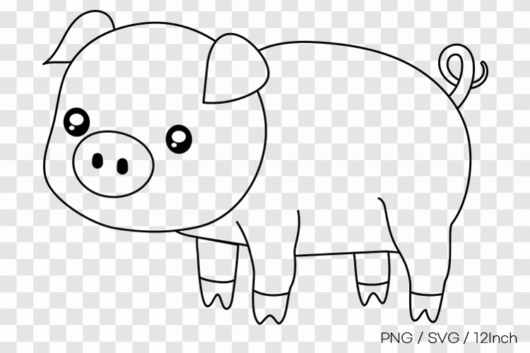 Little farm pig swine curly tail character PNG animal illust