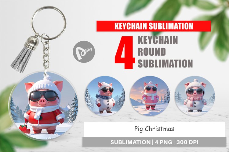 Keychain Pig Christmas