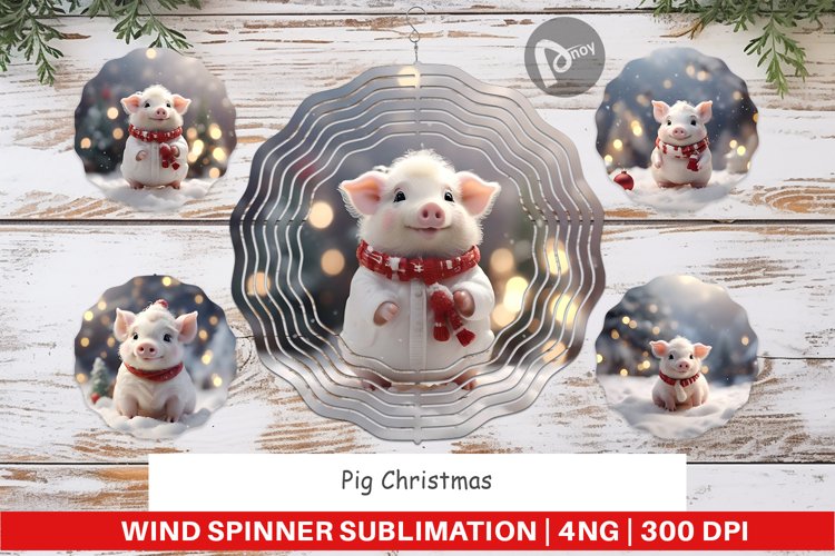 Wind Spinner Pig Christmas