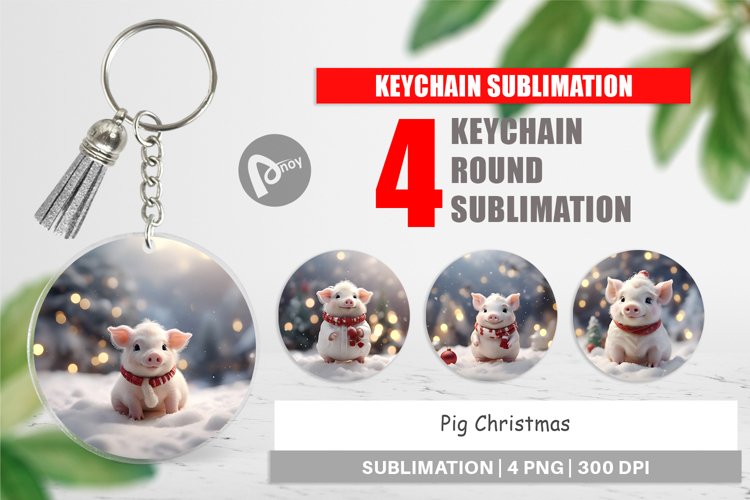 Keychain Pig Christmas