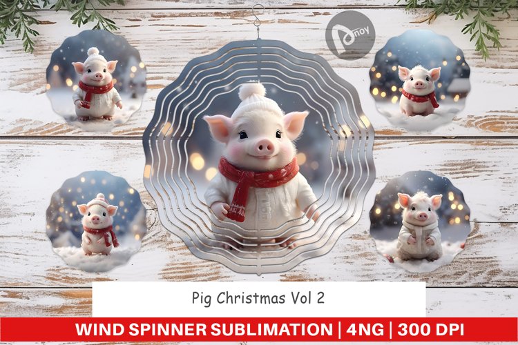 Wind Spinner Pig Christmas