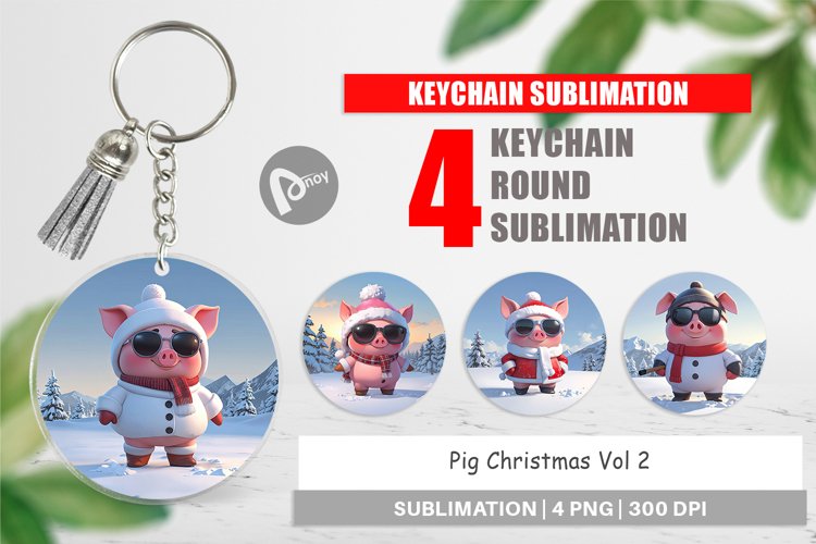 Keychain Pig Christmas