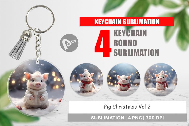 Keychain Pig Christmas