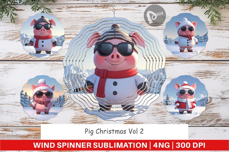 Wind Spinner Pig Christmas