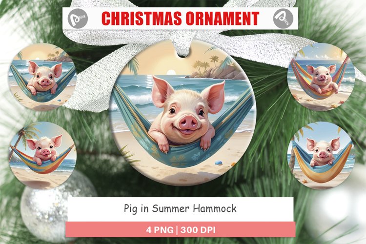 Christmas Ornaments Pig in Summer Hammock