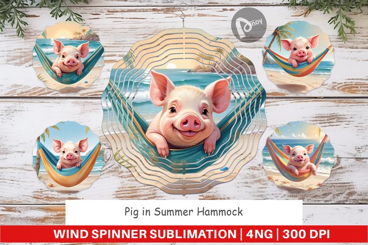 Wind Spinner Pig in Summer Hammock