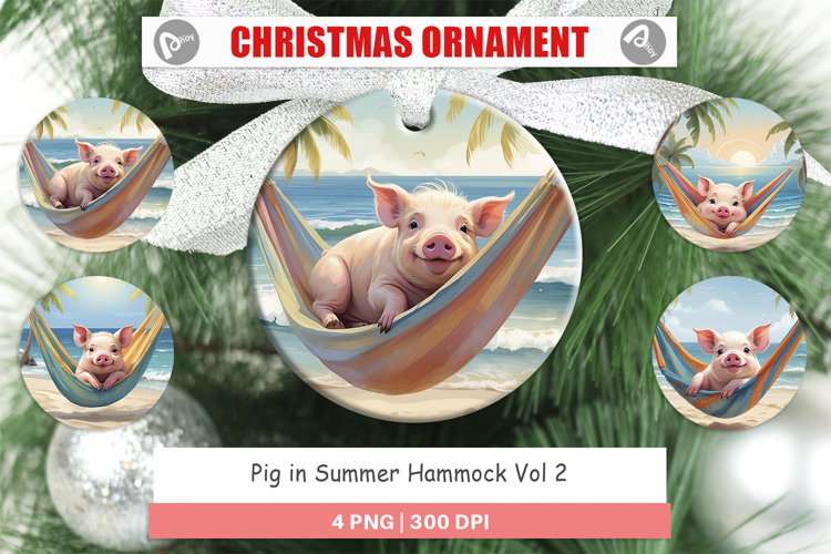 Christmas Ornaments Pig in Summer Hammock