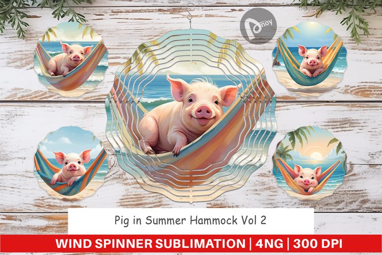 Wind Spinner Pig in Summer Hammock