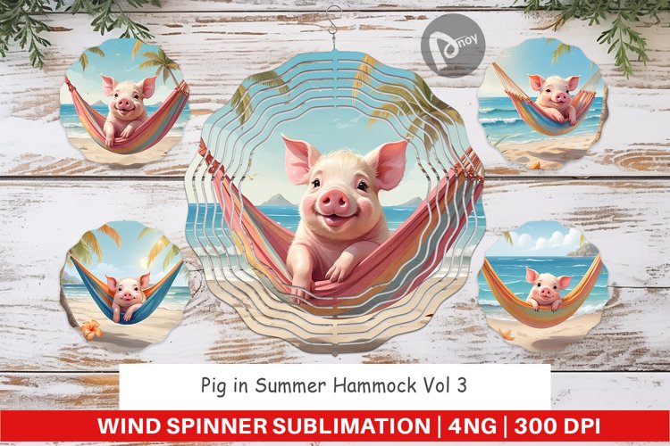 Wind Spinner Pig in Summer Hammock