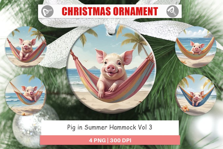 Christmas Ornaments Pig in Summer Hammock